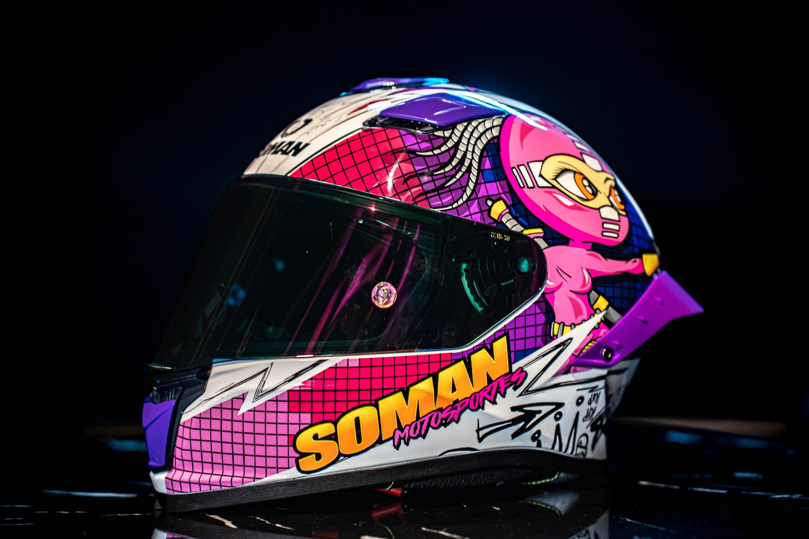 Soman F1 Cyclone Purple Blue Red Helmet