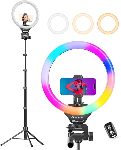 Ringlight 12'' RGB Selfie  with 150cm Tripod Stand for Video...