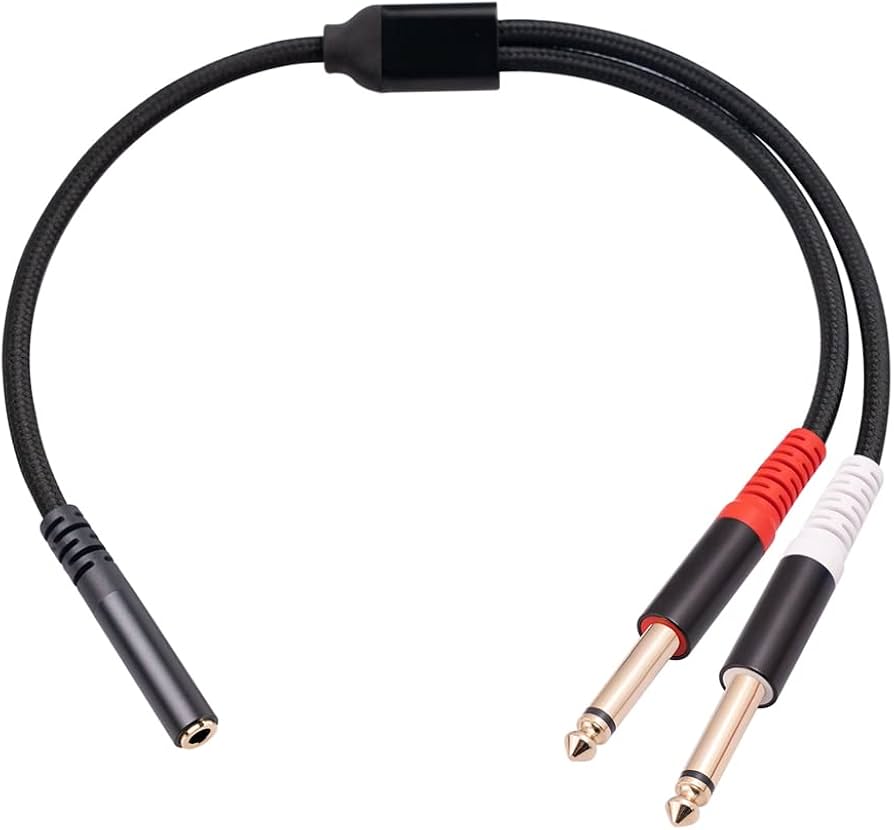 3.5mm to Dual 6.5mm Adapter 3.5mm Audio Aux Cable Double 6.3...